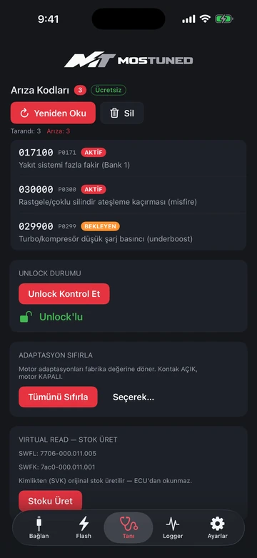 MOSTUNED tanı ekranı